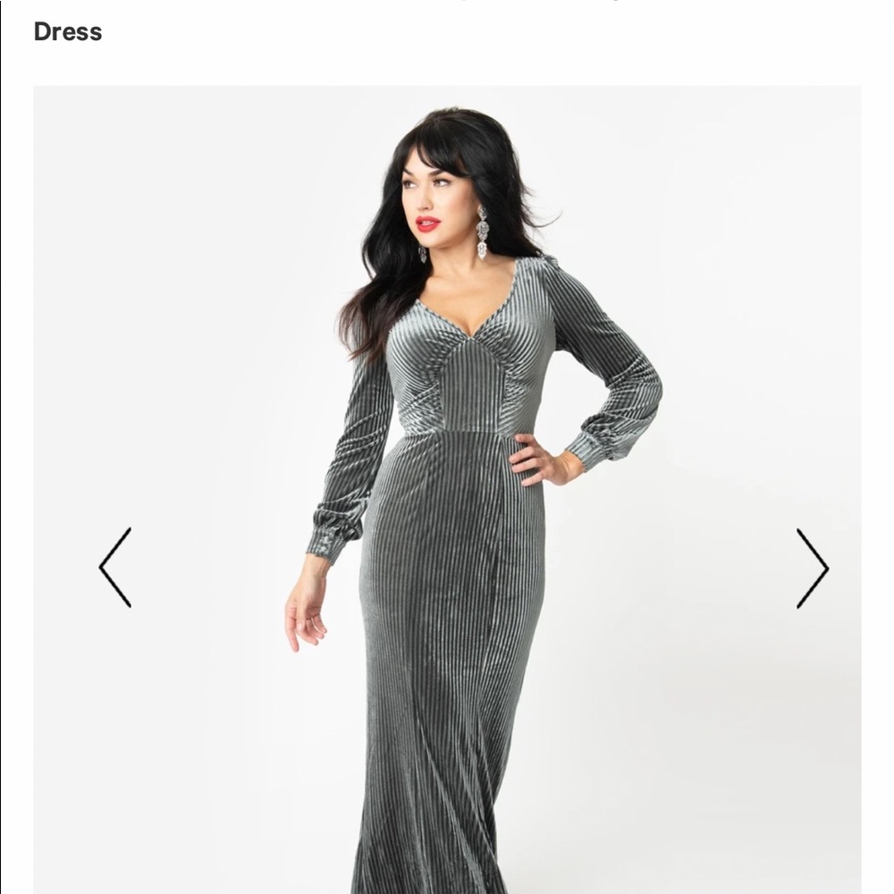 Voodoo Vixen Charcoal Grey 1930s Maxi Dress - Picture 3 of 4